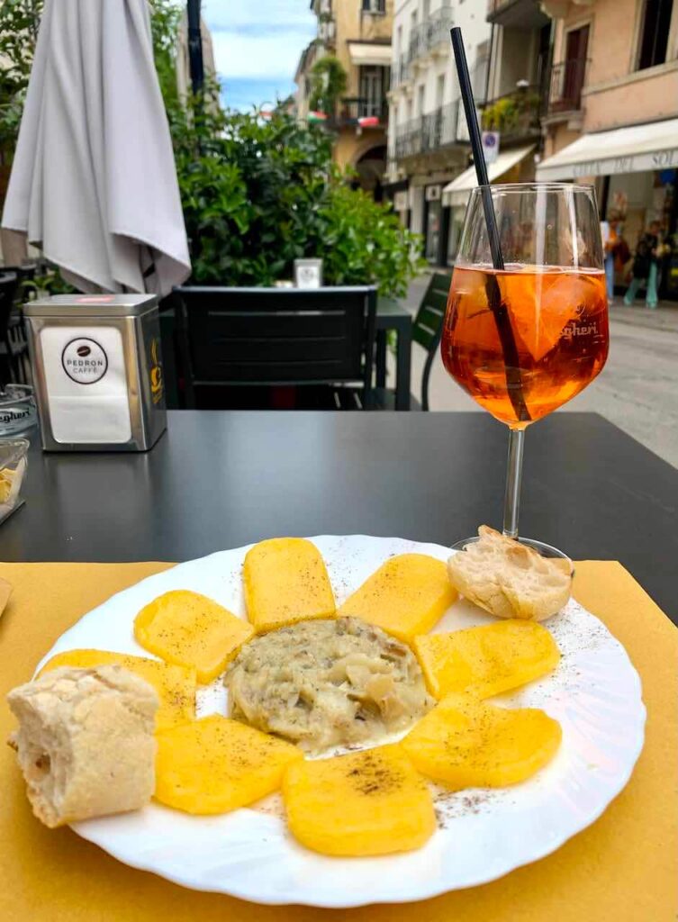 Baccala alla Vicentina with polenta in Vicenza Italy
