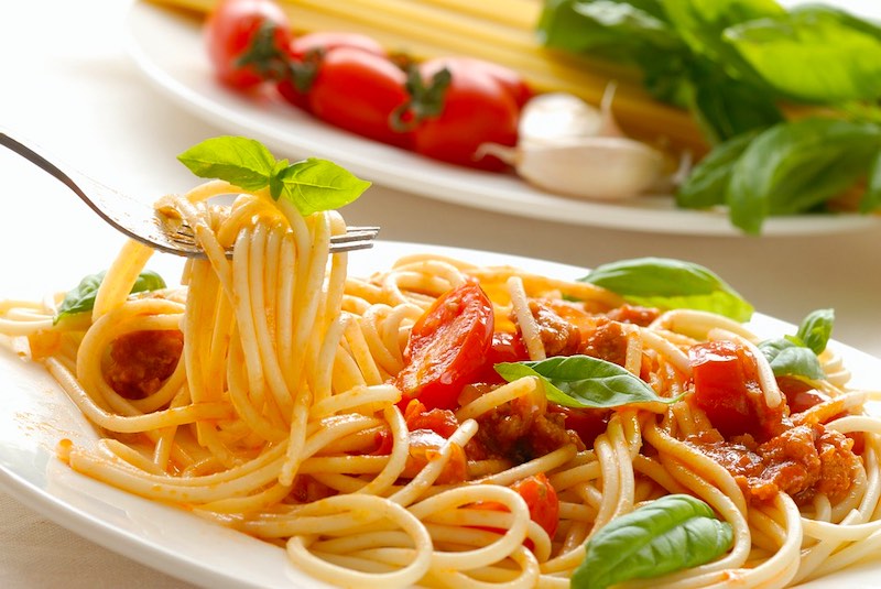 Italian spaghetti pasta.  It is among the best Italian food in Italy 