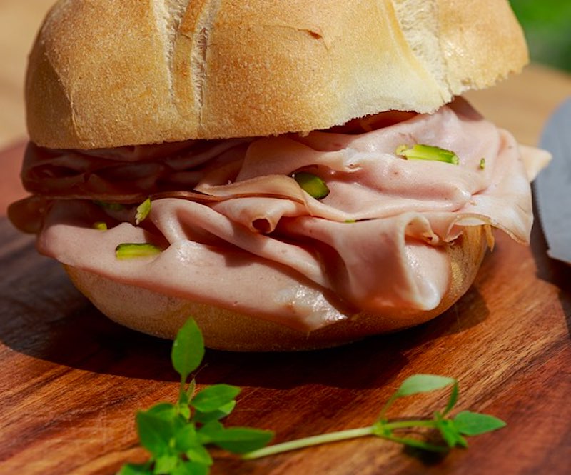 Italian mortadella in a sandwich