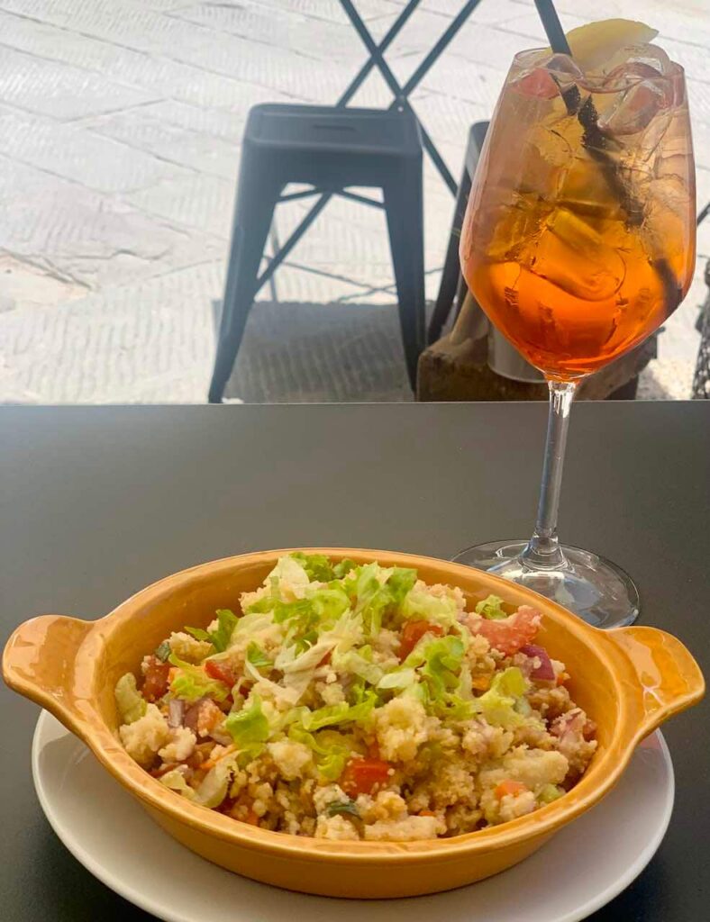 Panzanella salad is a popular food in Tuscany.