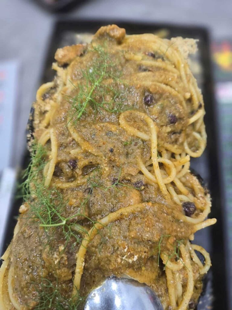 Pasta con le sarde e finocchietto is a famous dish from Palermo, Sicily. 
