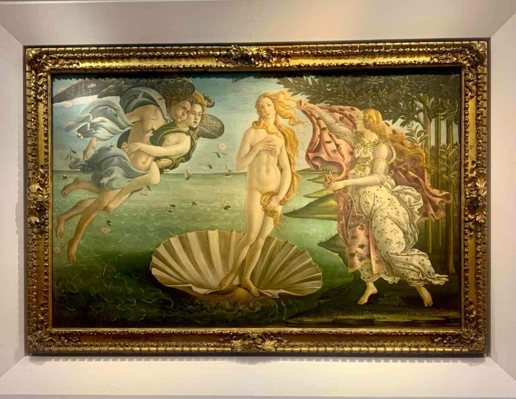 Botticelli’s The Birth of Venus, a must see in the Uffizi Gallery on a day trip from Rome to Florence