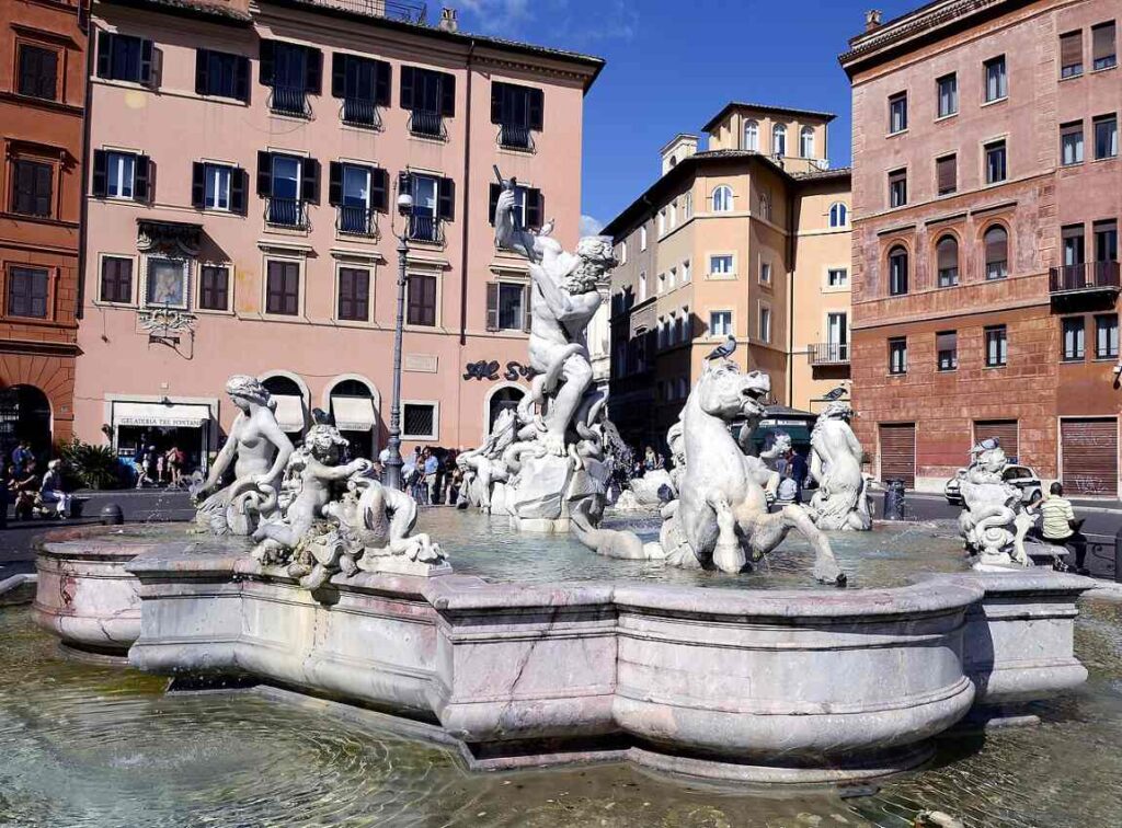 The fountain of Neptune in Piazza Navone in three days in Rome