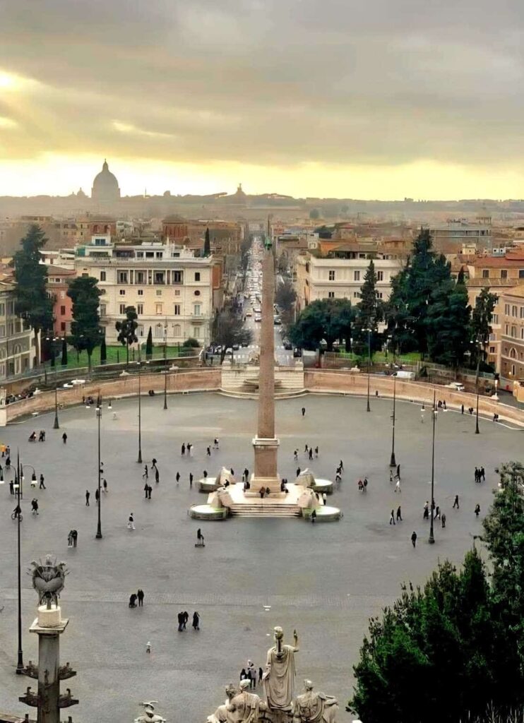 Sunset view from the Pincio Terrace in Rome