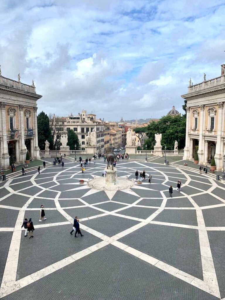 The Capitoline Square designed by Michelangelo. Seeing it is one of the best things to do in Rome, Italy. 