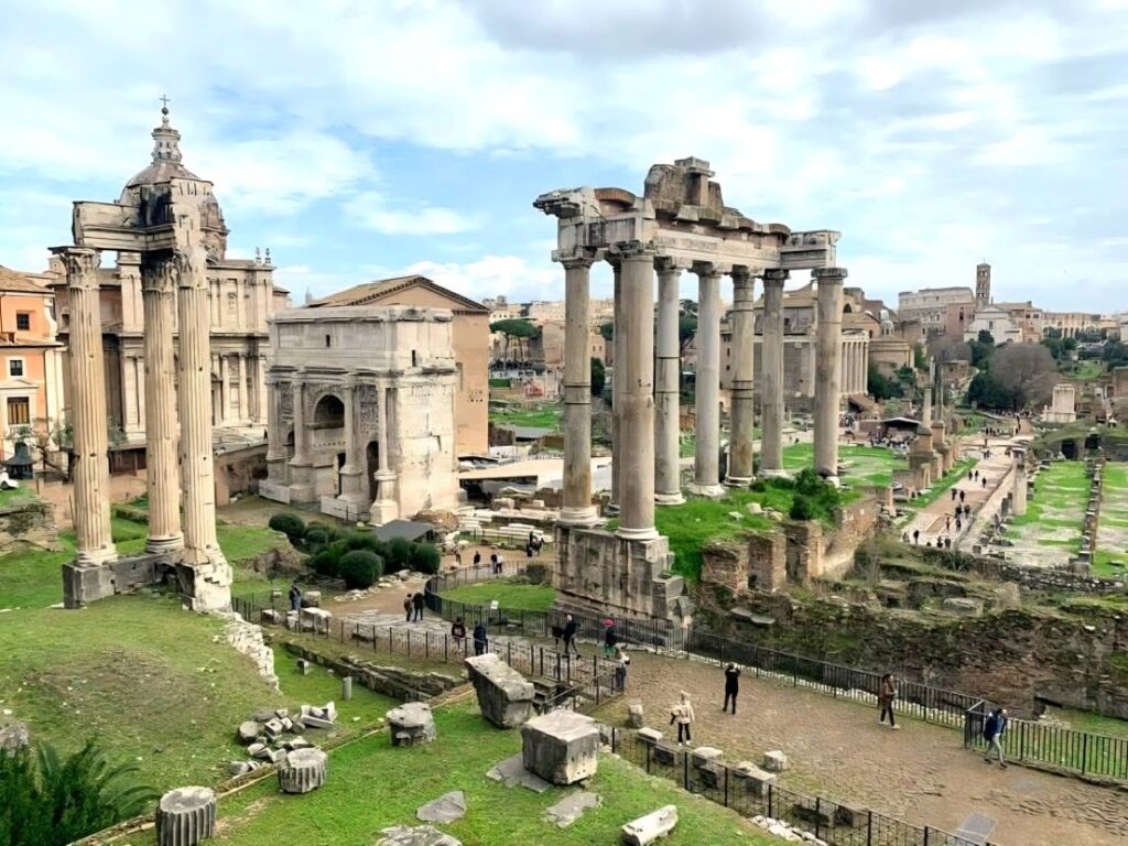 The Temple of Saturn, Roman Forum  is a must-see in three days in Rome 