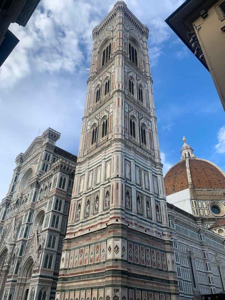 Giotto’s Tower and the Cathedral in Florence. They are a must-visit in two days in Florence Italy