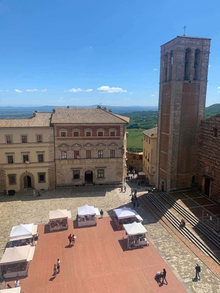 View of the Piazza Grande from the Clock Tower in Montepulciano