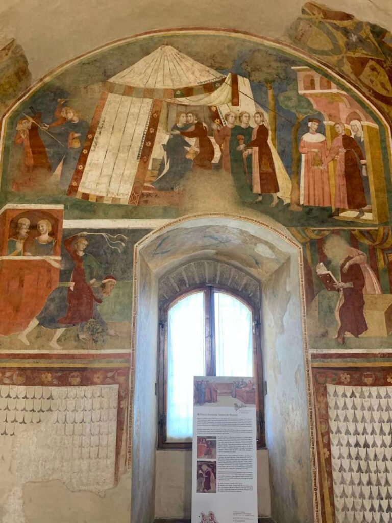 Frescoes of the Camera del Podesta in the Civic Museum in San Gimignano, Tuscany, Italy 