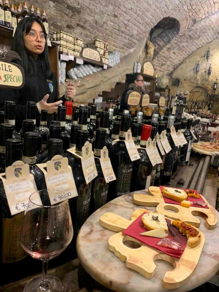 Tasting wine in Montepulciano Italy 