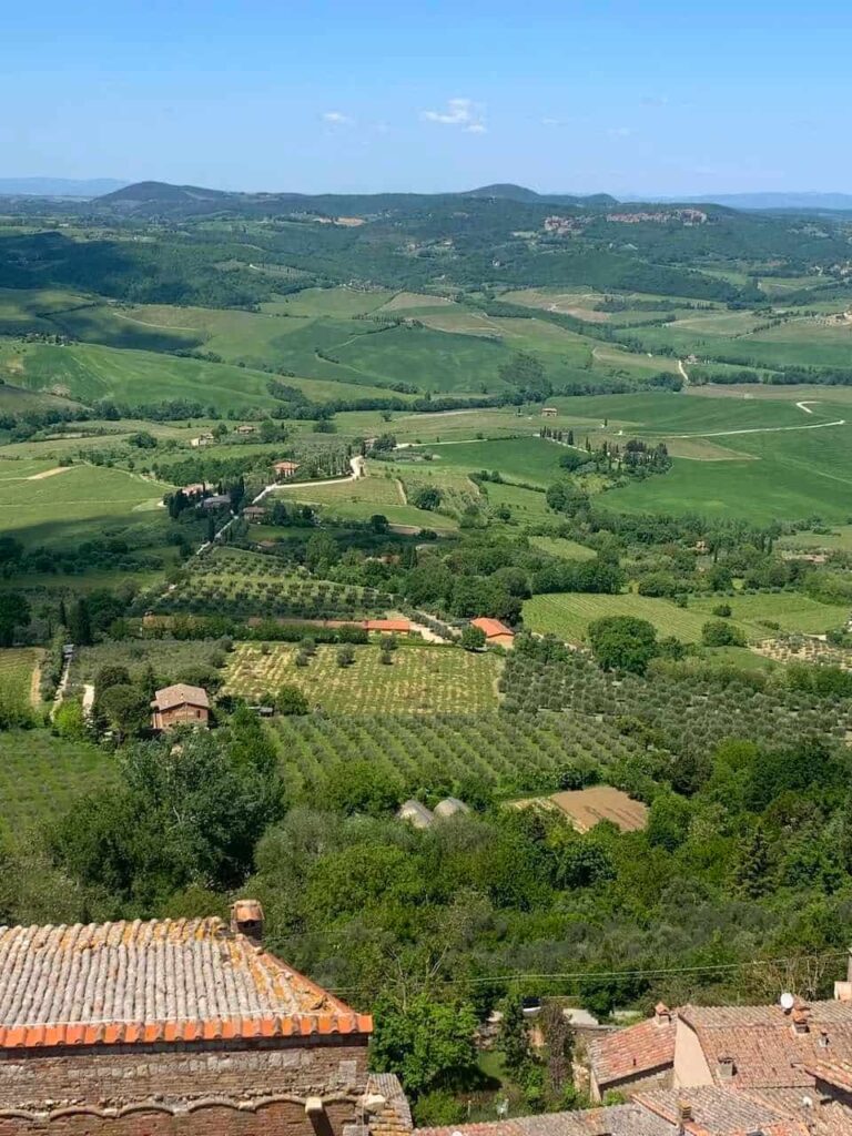 The countryside in Montepulciano, seen from the Clock Tower