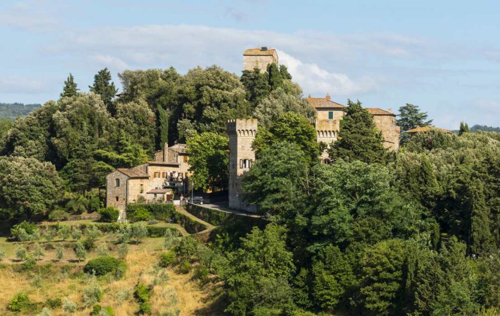 View of Panzano Castle in Chianti Tuscany 