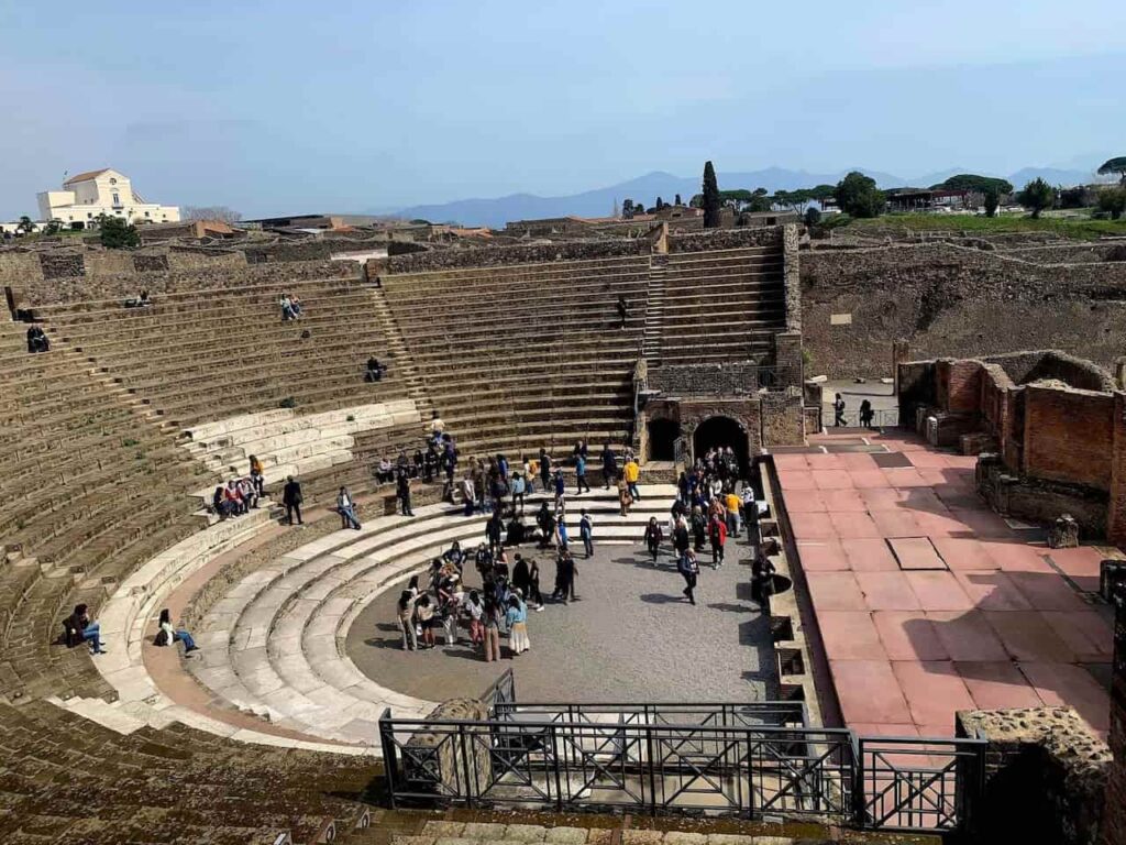 The Great Theatre in Pompeii with its ancient stone seating and stage
