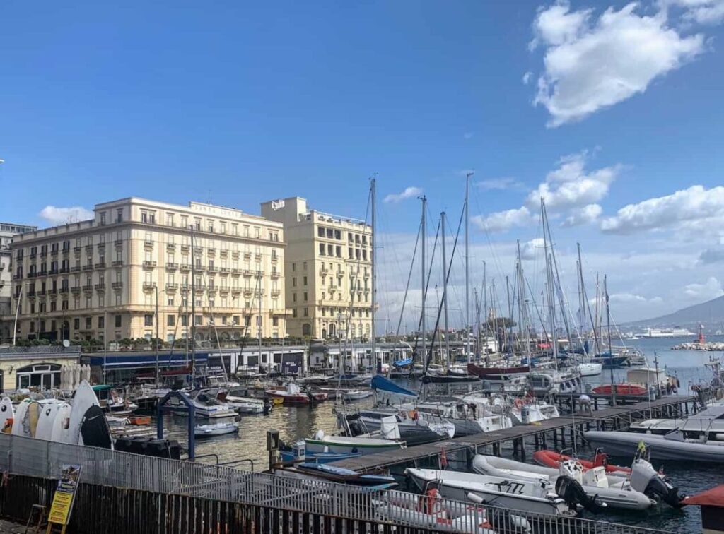 Waterfront view from Santa Lucia in Naples - where to stay in Naples 
