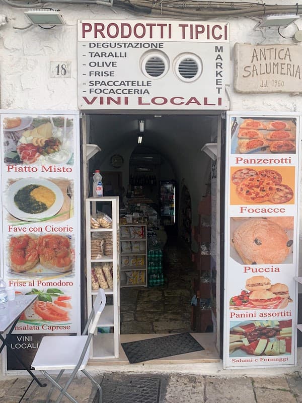 Food in Puglia: 23 Foods I Tried and Loved, From Cime di Rapa to Caffè Leccese Antica Salumeria Centro Storico in the historic centre of Ostuni, Puglia