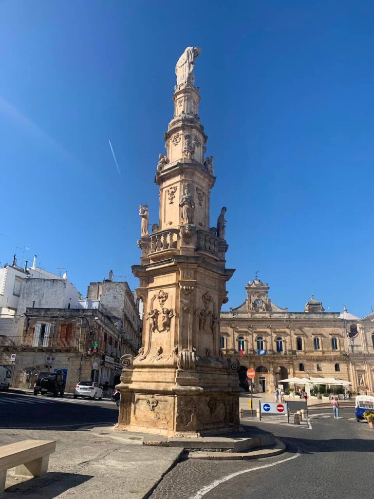 Guglia di Sant'Oronzo monument in Ostuni's Piazza della Libertà, Puglia